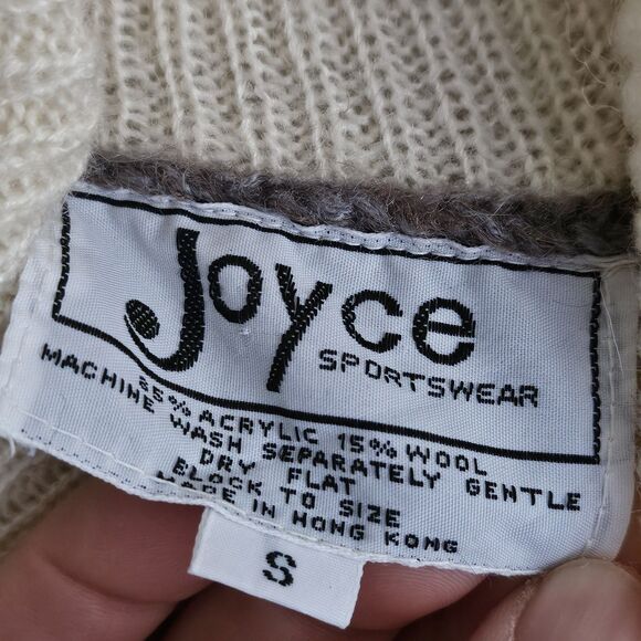 Vintage Joyce Sportswear Turtleneck Sweater Women’s S Brown Cream Floral Wool - Picture 4 of 8